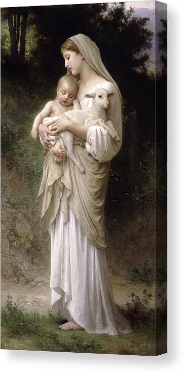Angelic Canvas Print featuring the painting Linnocence by William-adolphe Bouguereau