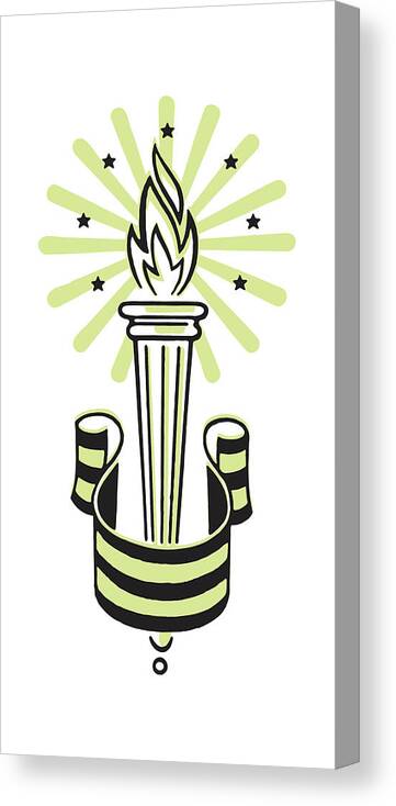 America Canvas Print featuring the drawing Olympic Torch with Banner #1 by CSA Images