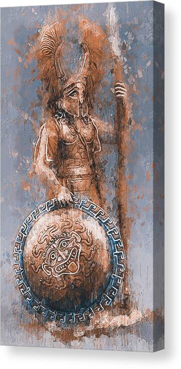 Spartan Warrior Canvas Print featuring the painting Spartan Hoplite - 61 by AM FineArtPrints