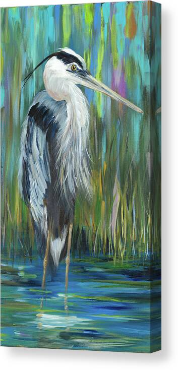 Standing Canvas Print featuring the painting Standing Still Heron I by South Social D