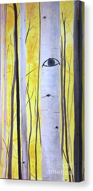 Aspens Canvas Print featuring the mixed media A Stand of Aspen by Kate Conaboy
