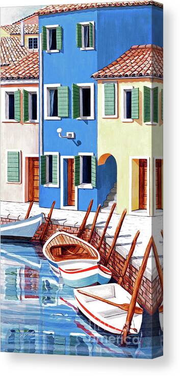 Boats Canvas Print featuring the painting BURANO, ITALY -prints of oil painting by Mary Grden