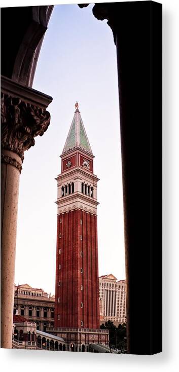 Venetian Canvas Print featuring the photograph Campanile di San Marco Bell Tower in Las Vegas by Tatiana Travelways