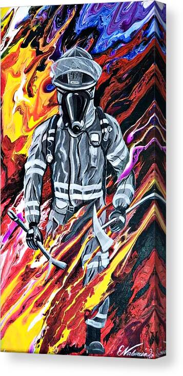 Fire Canvas Print featuring the painting Fearless by Emanuel Alvarez Valencia