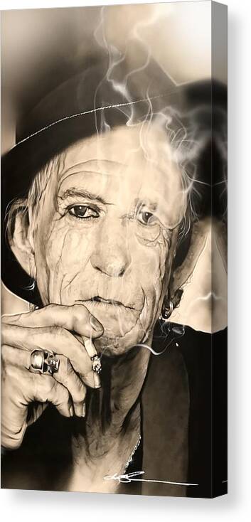 60s Canvas Print featuring the painting Keith Richards by Christian Chapman Art
