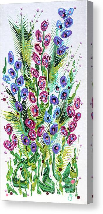 Fluid Acrylic Painting Canvas Print featuring the painting Peacock Garden by Jane Crabtree