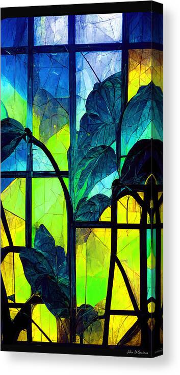 Stain Glass Canvas Print featuring the mixed media Stain Glass - left version by John DeGaetano