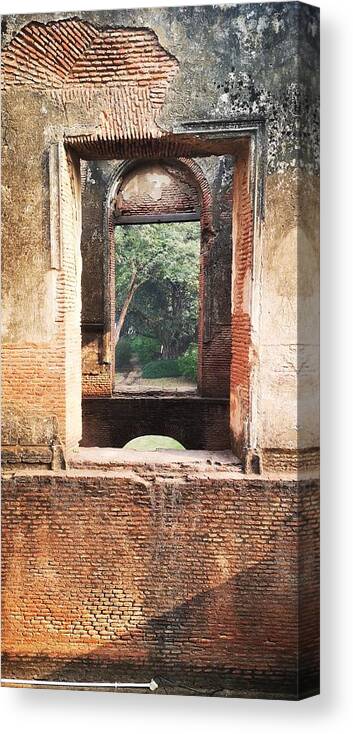 Ruins Of Dr. Frasier's Villa. The Residency Canvas Print featuring the photograph Time window by Jarek Filipowicz