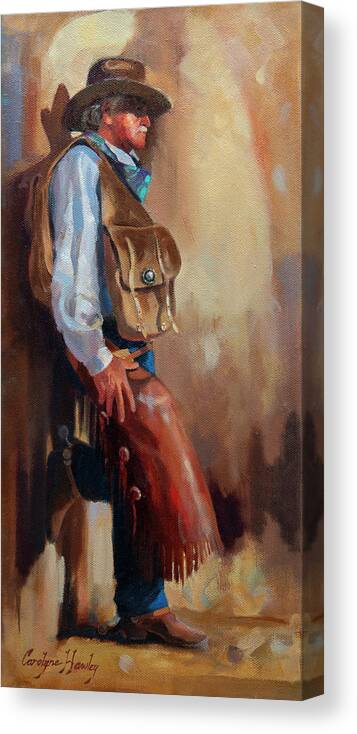 Western Art Canvas Print featuring the painting Waiting for Tommy by Carolyne Hawley
