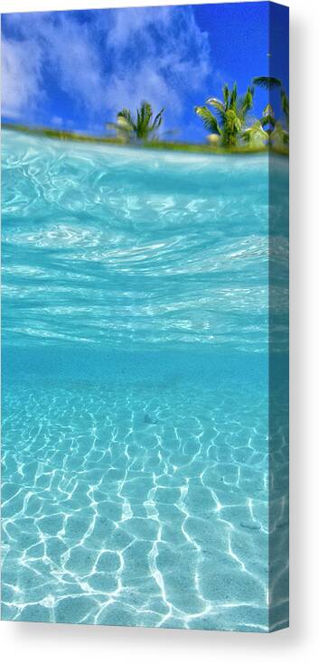 Ocean Canvas Print featuring the photograph Water and sky triptych - 2 of 3 by Artesub
