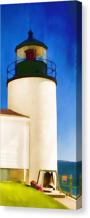 Bass Harbor Canvas Print featuring the photograph Bass Harbor Head Lighthouse Maine by Carol Leigh