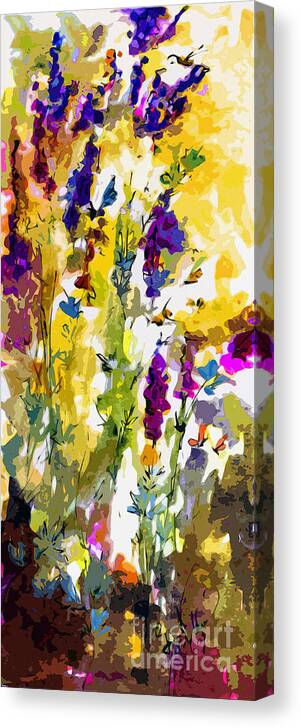 Lavender Canvas Print featuring the painting Lavender and Bees by Ginette Callaway