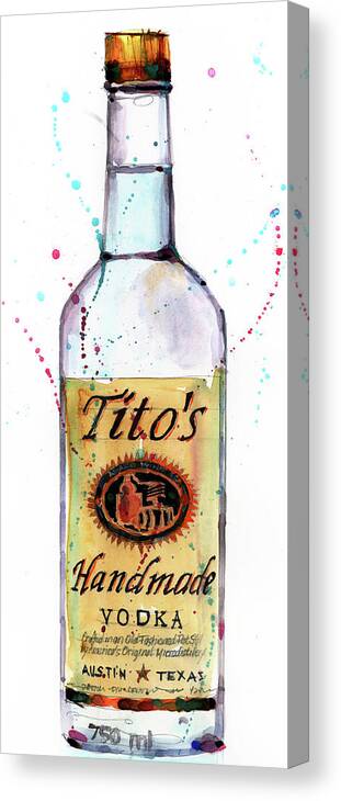 Vodka Canvas Print featuring the painting Tito's Handmade Vodka by Dorrie Rifkin