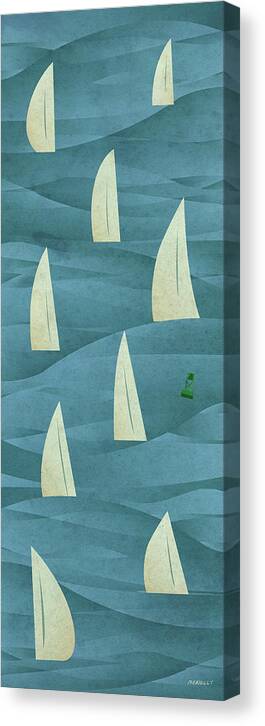 Sails Canvas Print featuring the painting Sails Buoy I by Dan Meneely