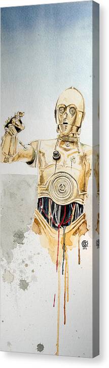 Star Wars Canvas Print featuring the painting C3po by David Kraig