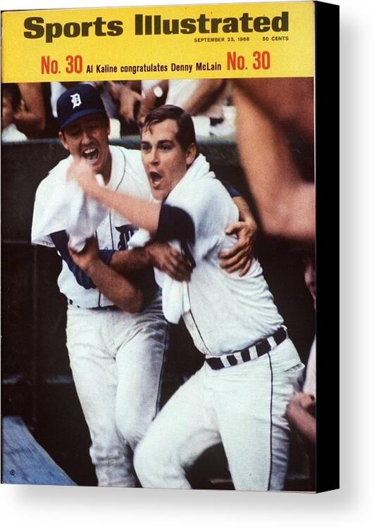 Magazine Cover Canvas Print featuring the photograph Detroit Tigers Al Kaline And Denny Mclain Sports Illustrated Cover by Sports Illustrated