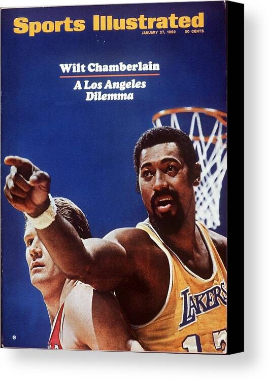 Magazine Cover Canvas Print featuring the photograph Los Angeles Lakers Wilt Chamberlain Sports Illustrated Cover by Sports Illustrated