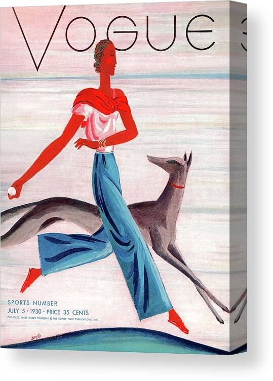 Illustration Canvas Print featuring the photograph A Vintage Vogue Magazine Cover Of An African by Eduardo Garcia Benito