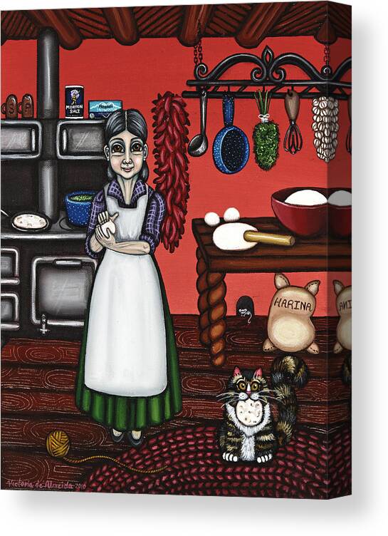 Cook Canvas Print featuring the painting Abuelita or Grandma by Victoria De Almeida