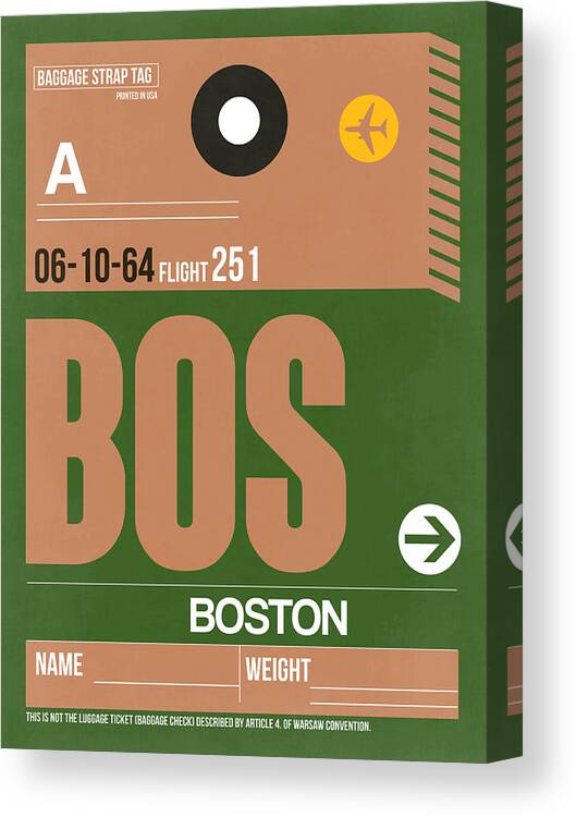 Boston Canvas Print featuring the digital art Boston Luggage Poster 1 #1 by Naxart Studio