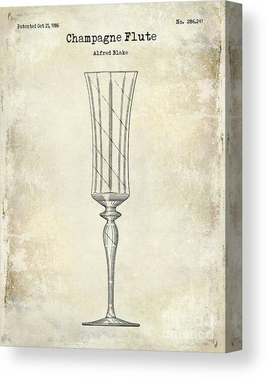 Champagne Patent Drawing Canvas Print featuring the photograph Champagne Flute Patent Drawing #3 by Jon Neidert
