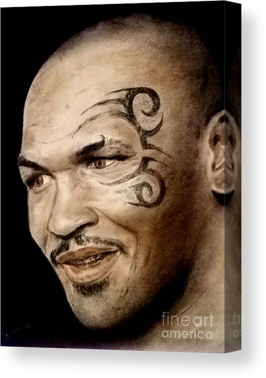 Drawing Canvas Print featuring the drawing Champion Boxer and Actor Mike Tyson #1 by Jim Fitzpatrick