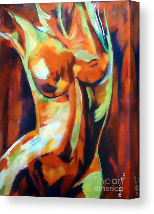 Nude Figures Canvas Print featuring the painting Exhilaration by Helena Wierzbicki