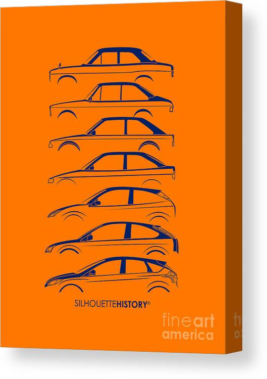 Ford Focus Canvas Print featuring the digital art Cologne Compact SilhouetteHistory Blue by Gabor Vida