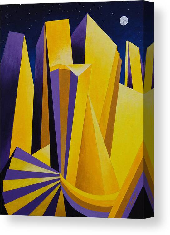 Yellow Canvas Print featuring the painting Golden City 2 by Cheryl Fecht