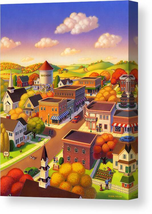 Americana Canvas Print featuring the painting Harmony Town by Robin Moline