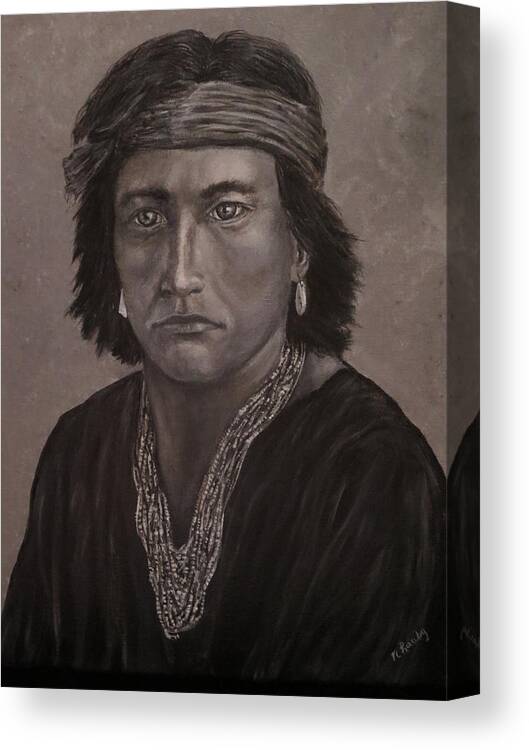 Native American Canvas Print featuring the painting Navajo Boy Native American by Nancy Lauby
