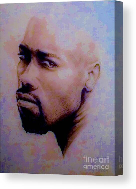 Pensive Canvas Print featuring the drawing Pensive Look #1 by Craig Green