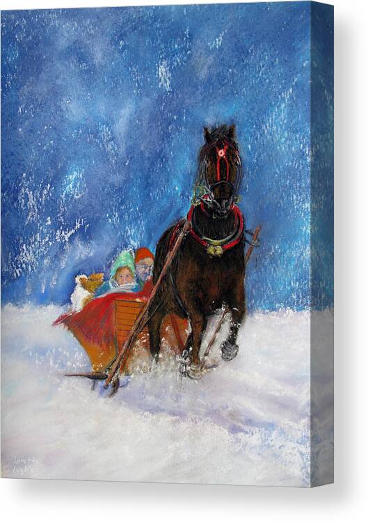 Christmas Canvas Print featuring the painting Sleigh Ride by Loretta Luglio