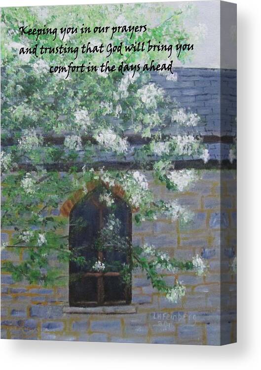 Sympathy Card Canvas Print featuring the painting Sympathy Card with Church #1 by Linda Feinberg