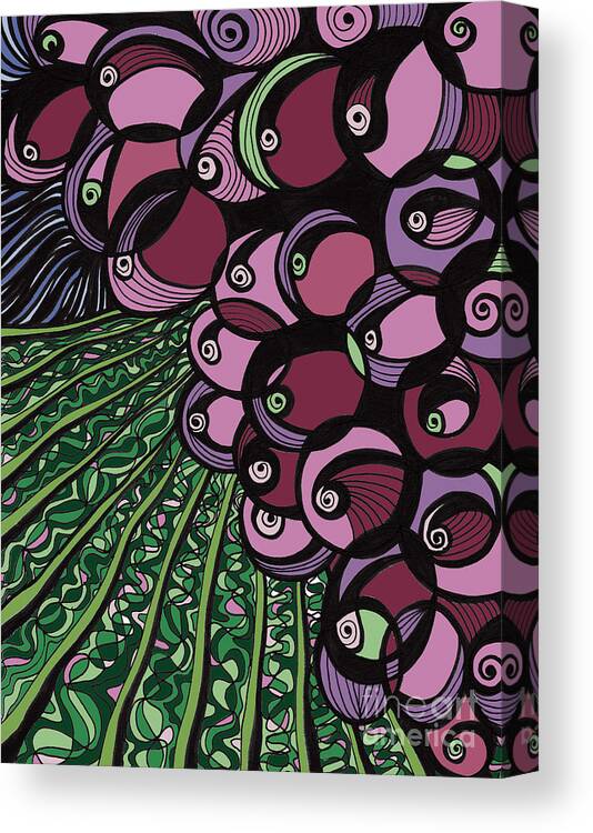 Grapes Canvas Print featuring the digital art Vineyard #2 by Lynellen Nielsen
