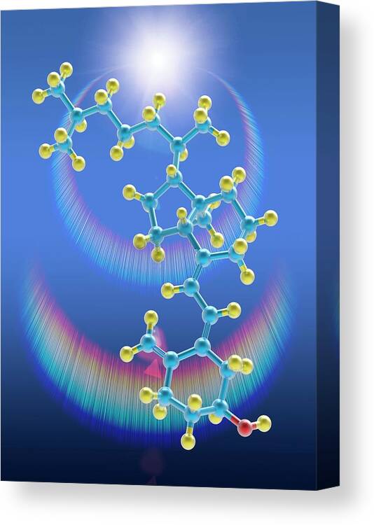 Artwork Canvas Print featuring the photograph Vitamin D Molecule And Sun Flare #1 by Alfred Pasieka/science Photo Library