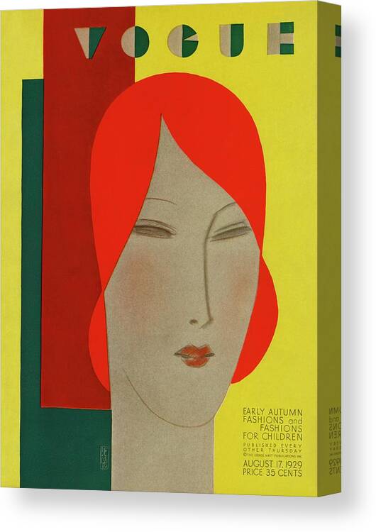 Illustration Canvas Print featuring the photograph A Vintage Vogue Magazine Cover Of A Woman #13 by Eduardo Garcia Benito