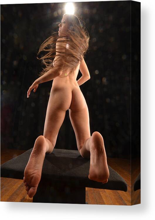 Young Nude Woman Canvas Print featuring the photograph 1328 Avonelle Nude from Behind by Chris Maher