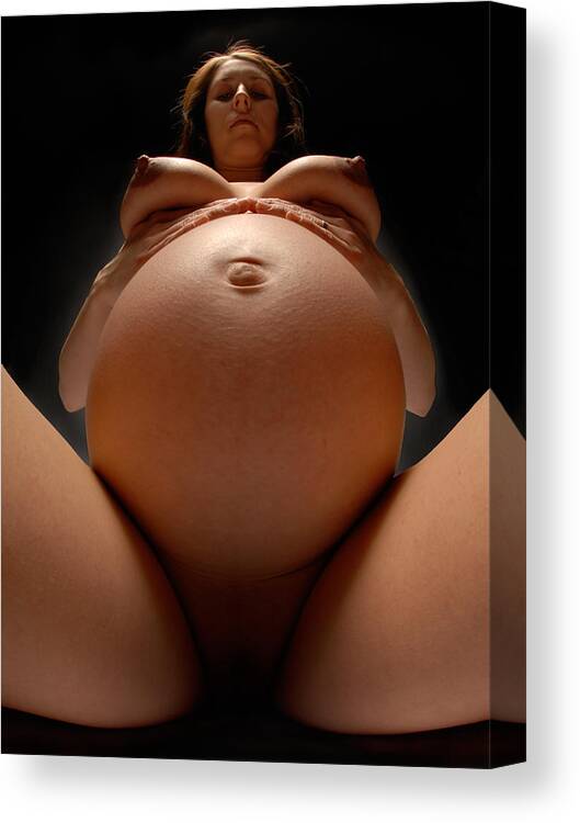Large Belly Canvas Print featuring the photograph 1572 8.5 Months Pregnant Nude by Chris Maher