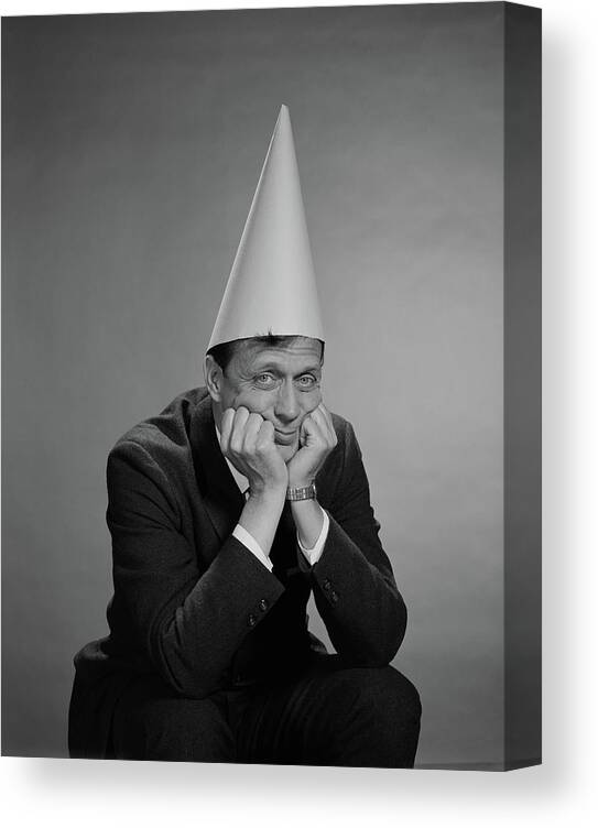 1960s Man Wearing Dunce Cap Canvas Print / Canvas Art by Vintage Images