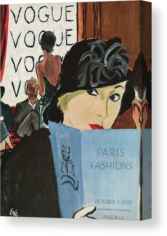 Illustration Canvas Print featuring the photograph Vintage Vogue Cover Of Paris Fashions by Carl Oscar August Erickson