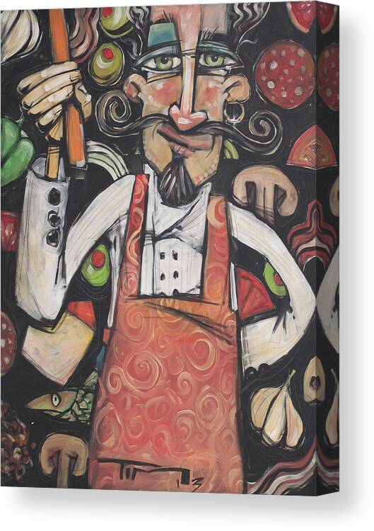 Pizza Canvas Print featuring the painting Pizza Chef #1 by Tim Nyberg