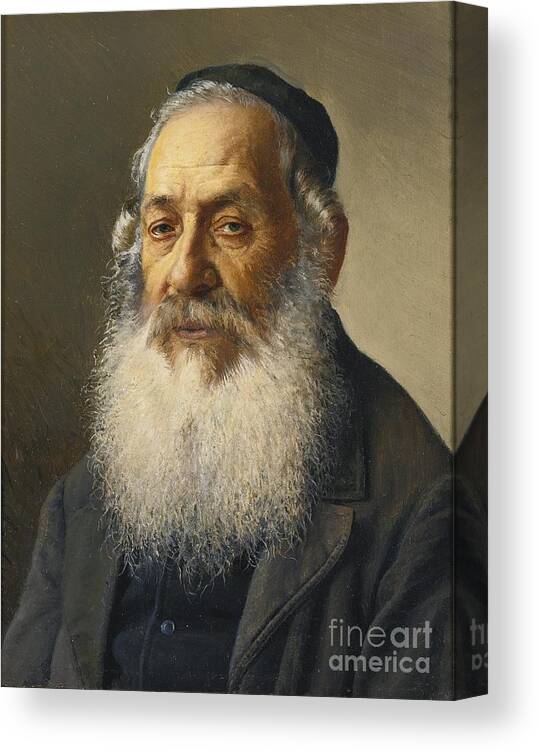 Israel Canvas Print featuring the painting Portrait of a Rabbi #2 by Celestial Images