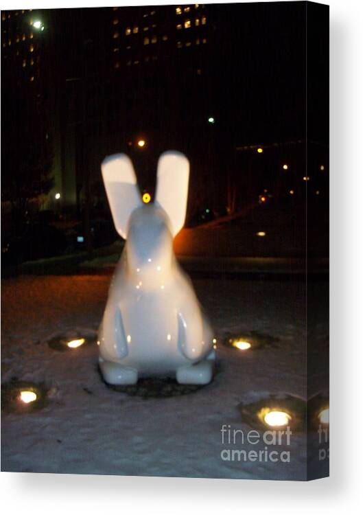  Canvas Print featuring the photograph Funny Killer Bunny by Kelly Awad