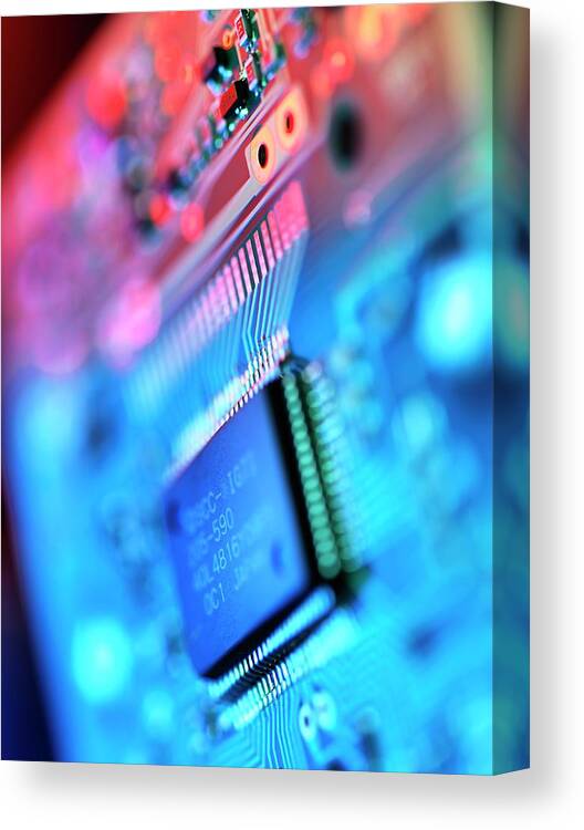 Circuit Board Canvas Print featuring the photograph Circuit Board #32 by Tek Image