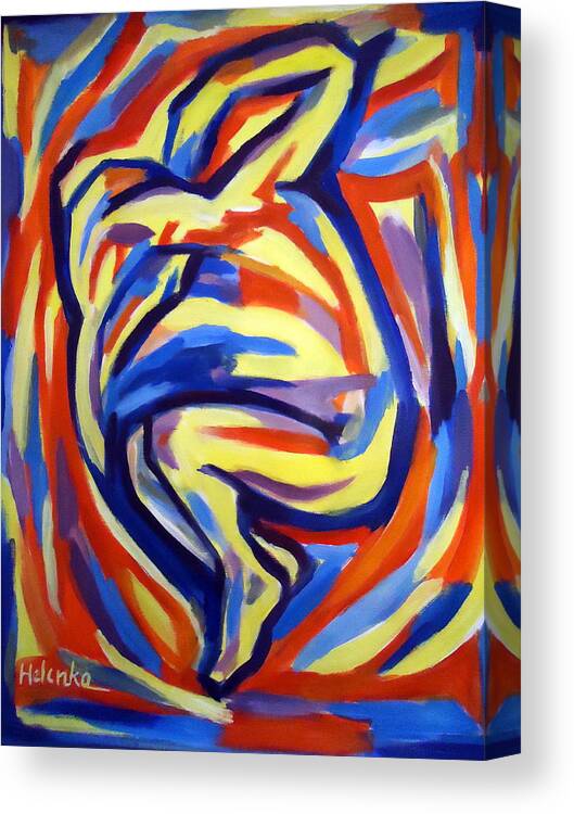 Abstract Figures Canvas Print featuring the painting Here by Helena Wierzbicki