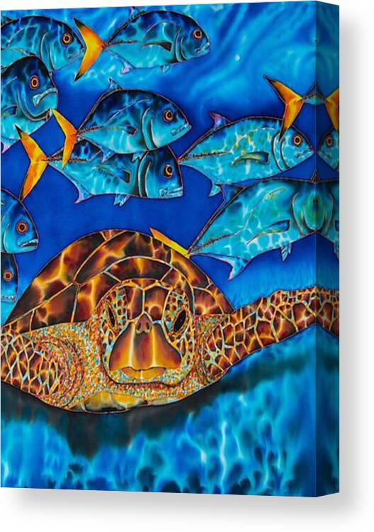  sea Turtle Canvas Print featuring the painting Sea Turtle and Jacks by Daniel Jean-Baptiste