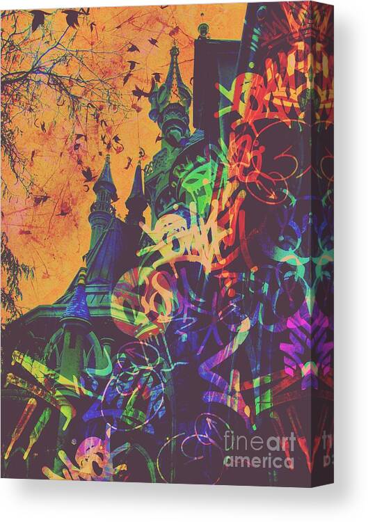Sleeping Beauty Castle Canvas Print featuring the digital art Aurora's Nightmare II #6 by Marina McLain