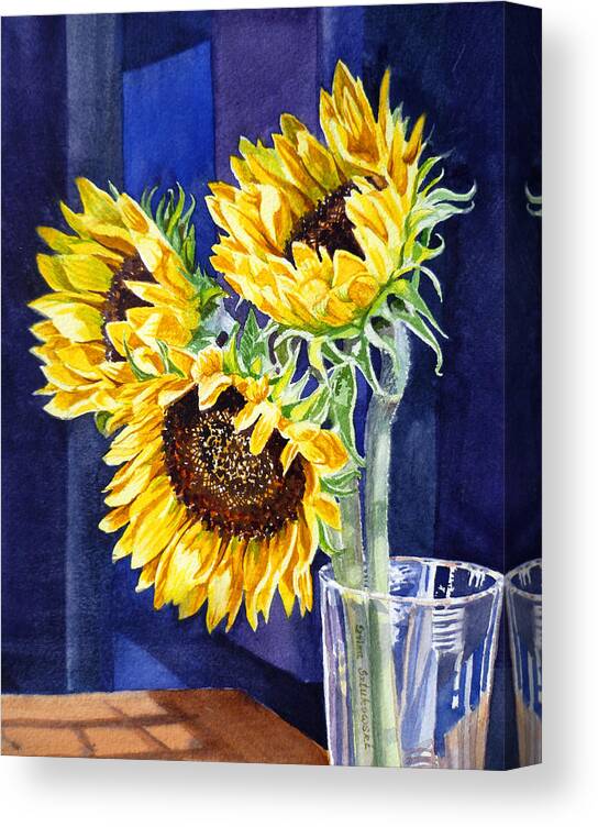 Sunflowers Canvas Print featuring the painting Sunflowers by Irina Sztukowski