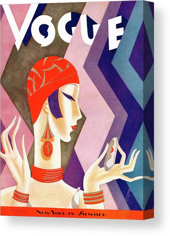 #faatoppicks Canvas Print featuring the photograph A Vintage Vogue Magazine Cover Of A Woman #7 by Eduardo Garcia Benito